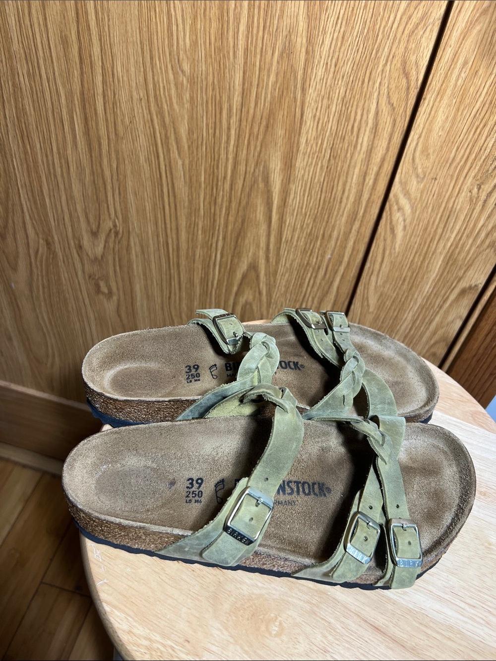 Birkenstock Braided Strappy Sandals in Olive Green - Picture 4 of 6